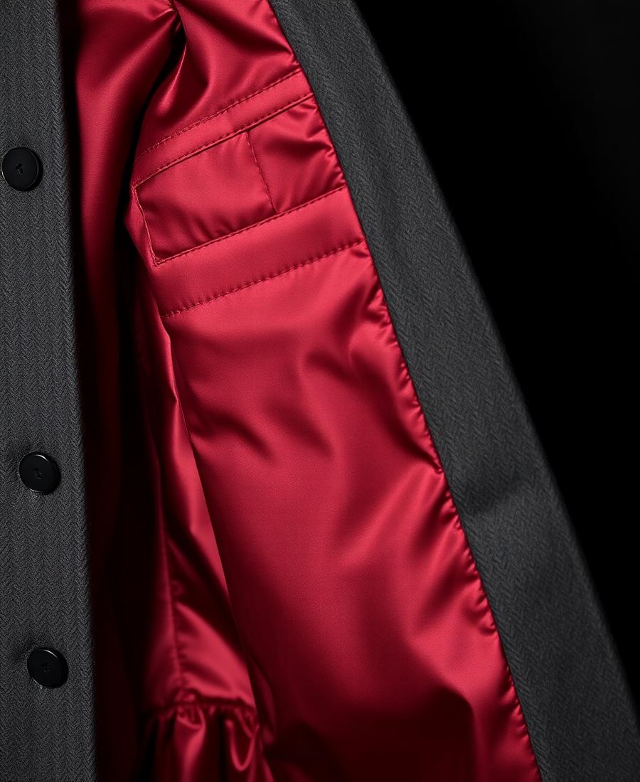 Silk jacket lining and interior pocket detail